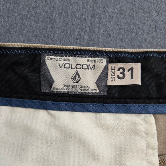 Volcom Men 31 Tan 10.5" Inseam Chino Flat Front Skater Shorts - Picture 7 of 13